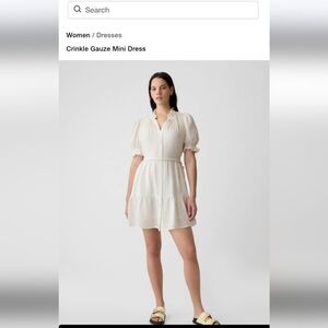 Crinkle Gauze Mini Dress in Cream